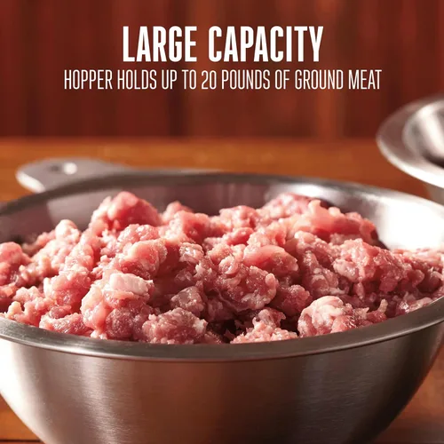 Miniatura 5 de Weston Mezclador de carne de acero inoxidable de 20 libras para añadir condimento a carne molida, hamburguesas, salchichas y cecina, plata