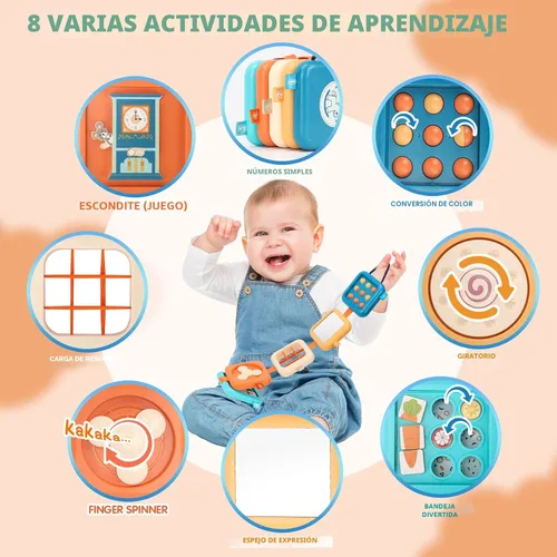 Miniatura 4 de Tablero de actividades para niños de 1 año, juguetes de viaje para niños pequeños de 1 a 3 años en avión, tablero Montessori ocupado cubo ocupado