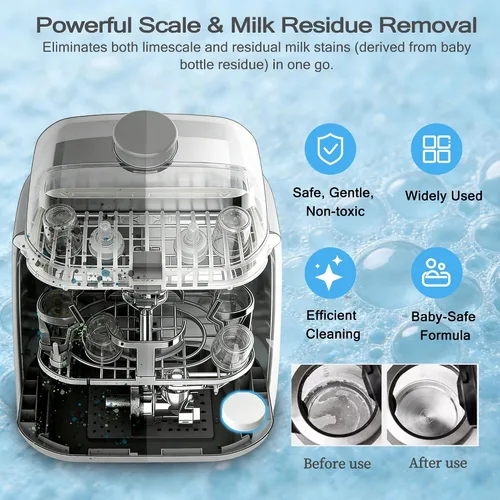 Miniatura 4 de 40 tabletas descalcificadoras compatibles con Baby Brezza, Momcozy Papablic y todas las marcas, aptas para lavadoras de botellas, fabricantes