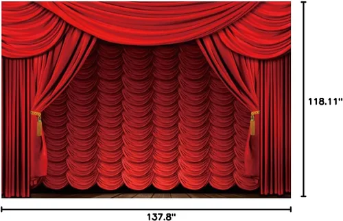 Miniatura 6 de Cortina roja interior de teatro de 5 x 3 pies, telón de fondo para fotografía de escenario, cenefa, drama, juego, festival, evento, fiesta