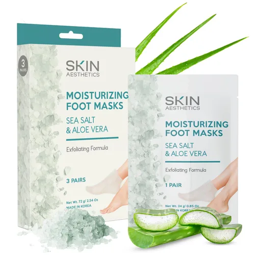 Miniatura 9 de Skin Aesthetics Mascarillas para pies de lavanda y menta, reparan y suavizan los pies agrietados, hidratantes y exfoliantes, cuidado de la piel