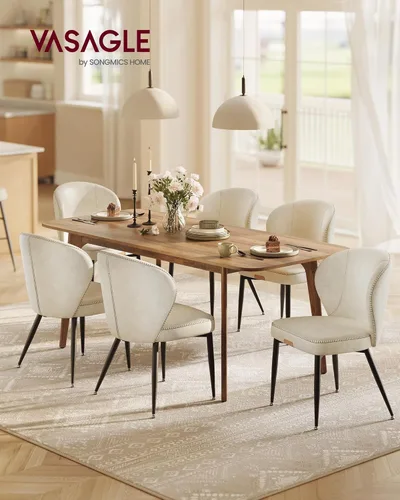 Miniatura 3 de VASAGLE Colección EKHO - Juego de 6 sillas de comedor, sillas tapizadas para cocina, asiento cómodo, cuero sintético con costuras, estilo moderno