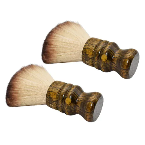 Miniatura 2 de Cepillo profesional para el cuello de la peluquería de 2 piezas con mango de madera, cepillo de barrido de pelo y kits de corte