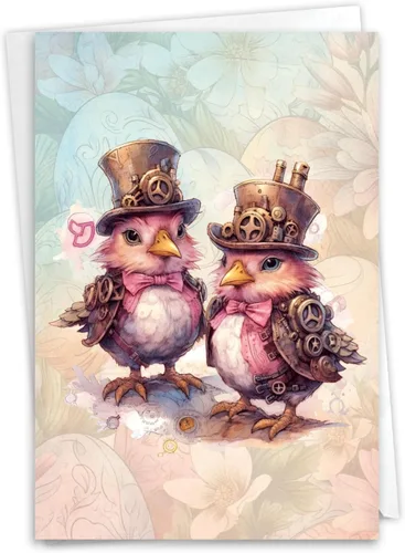 Miniatura 12 de NobleWorks Tarjeta de felicitación de Pascua con sobre de 5 x 7 pulgadas (1 tarjeta) Bunny Flowers C10963EAG