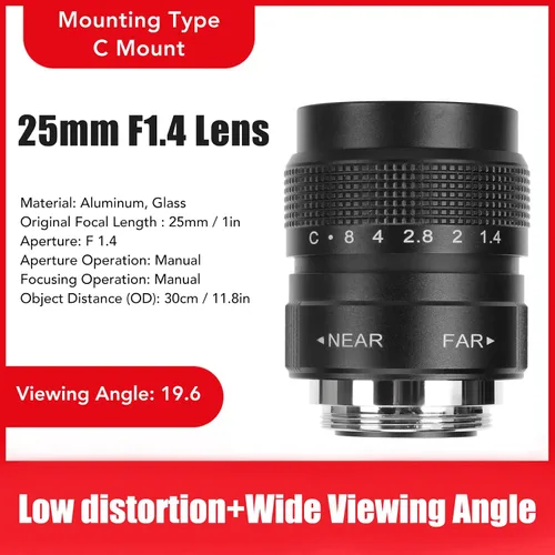 Miniatura 6 de Pomya Enfoque manual de gran apertura F1.4 de 0.984 in, lente de CCTV, lente MFT Prime para M43, tienda de soporte para almacén de estacionamiento