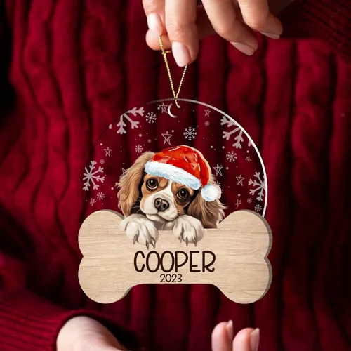 Miniatura 160 de Nazenti American Pit Bull Terrier Adorno de Navidad, adorno de perro fotográfico, adorno de perro personalizado, adornos de fotos de madera