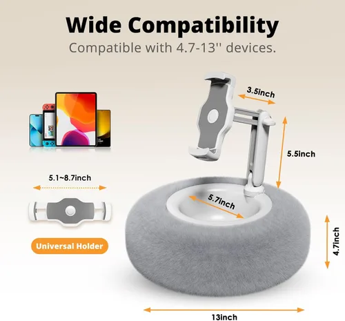 Miniatura 5 de SupeDesk - Almohada para tablet para cama, soporte ajustable para tableta con cuenco desmontable para aperitivos, soporte para teléfono para cama