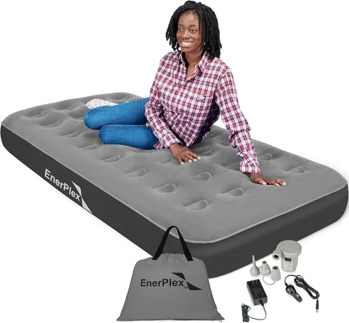 Miniatura 9 de EnerPlex Colchón de Aire para Acampar con Bomba Incorporada - Colchón Inflable Twin para Huéspedes de Viaje - Cama Portátil para Adultos y Niños