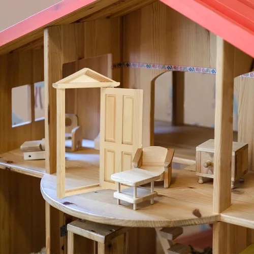 Miniatura 3 de Zerodeko Puerta de casa de muñecas escala 1 12, mini puerta de madera, frente de casa de muñecas escala 1 12, mini madera para muñecas, accesorios