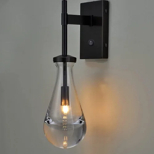 HuisMier Apliques de Pared Negros, Apliques de Gota de Lluvia Iluminación de Pared con Botón Interruptor de Encendido/Apagado, Luminarias Modernas