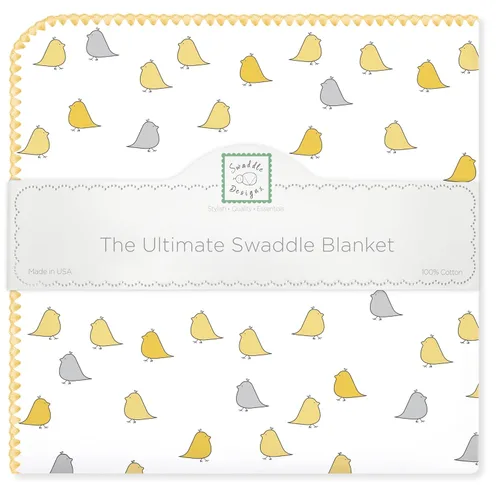 Miniatura 11 de SwaddleDesigns Ultimate Winter Swaddle, manta de recepción XL, hecha en Estados Unidos, franela de algodón premium, elefante y pollitos amarillos