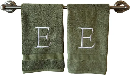Miniatura 33 de Toalla de mano con inicial beige para baño, toalla bordada decorativa de calidad de hotel de lujo con monograma para tocador, spa, certificado