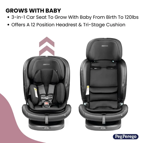 Miniatura 2 de Peg Perego Primo Viaggio - Asiento convertible todo en uno para automóvil, recién nacido hasta más de 10 años, 5-120 libras, altura ajustable