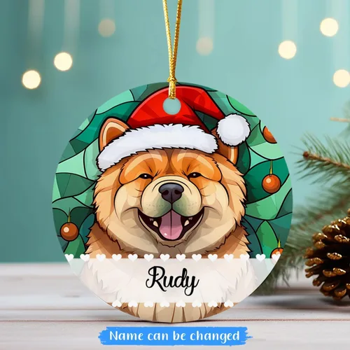 Miniatura 2 de Chow Chow - Adorno decorativo para árbol de Navidad 2026, adorno personalizado para sombrero de Navidad, regalo de adornos de Navidad para perros