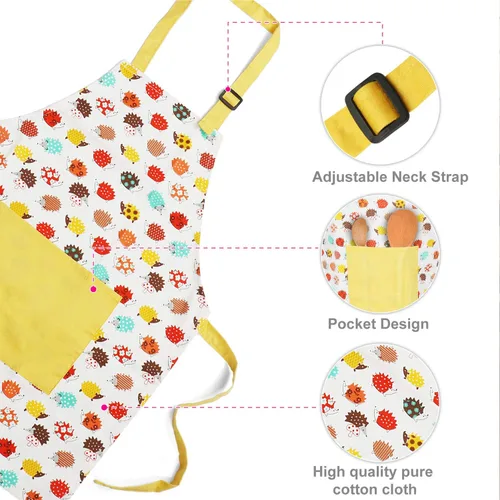 Miniatura 5 de Jennice House - Juego de delantal y gorro de chef para niños, lindos delantales para hornear de niños para cocinar delantales para bebés que hornean