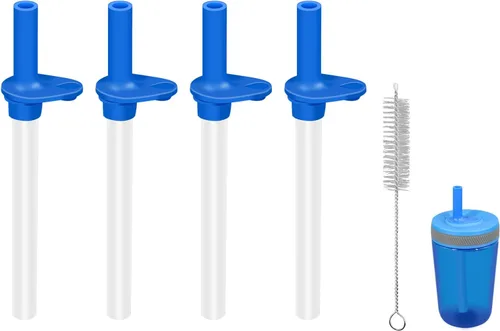 Miniatura 11 de Pajitas de repuesto compatibles con botella de agua Zak de 15 onzas, popote reutilizable con cepillo de limpieza (gris, paquete de 4)
