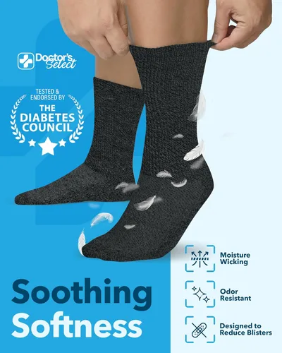 Miniatura 3 de Doctor's Select Men's Diabetic Socks for Men Size 13-15 - 4 Pairs