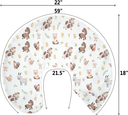 Miniatura 9 de Lindas fundas de almohada de lactancia de animales de granja para niños y niñas, vaca, gallo, cabra, pato, cerdo, funda de almohada de lactancia