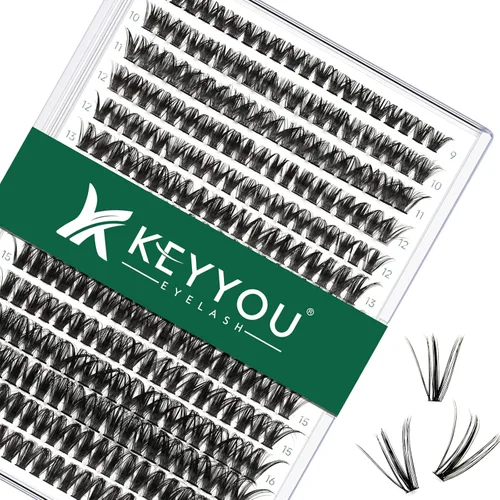 Miniatura 49 de Kit de extensión de pestañas DIY KEYYOU 300 piezas, kit de racimos de pestañas con removedor de pegamento y aplicador, fácil de usar