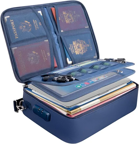 Miniatura 14 de BALEINE Caja de Documentos Ignífuga con Cerradura, Bolsa de Documentos Ignífuga Portátil Impermeable Cajas de Archivos Ignífugas para Documentos