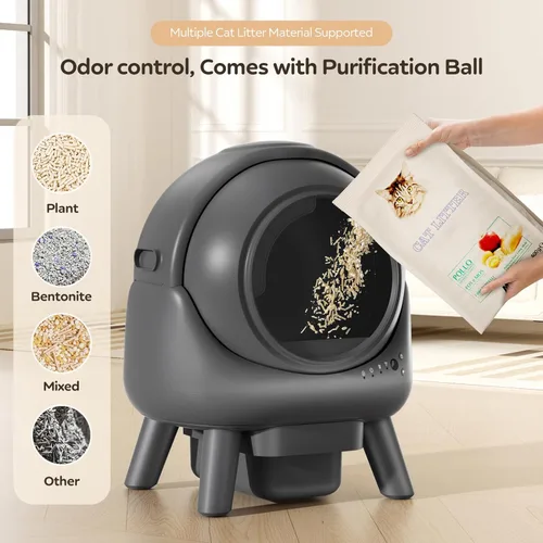 Miniatura 5 de Caja de arena automática, caja de arena autolimpiante para varios gatos, control inteligente de aplicación y sensores de seguridad duales, cubo