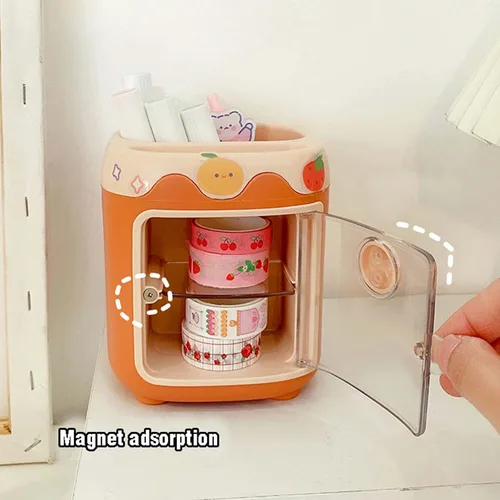 Miniatura 8 de MLAFE Kawaii Portalápices de Cerdo Lindo Cubo de Almacenamiento de Cosméticos Kawaii Cubo de Almacenamiento Multifuncional Cubo de Papelería de Azul