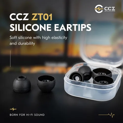 Miniatura 3 de 3 pares de CCZ ZT01 Puntas de silicona para auriculares, Kinboofi puntas de silicona suave para IEM, puntas de repuesto duraderas para auriculares
