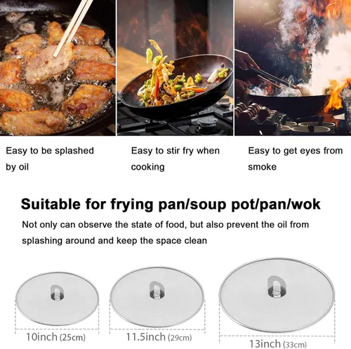 Miniatura 2 de Pantalla contra salpicaduras para cocinar, protector de salpicaduras de grasa de acero inoxidable para sartén, sin desorden de aceite de cocina, sin