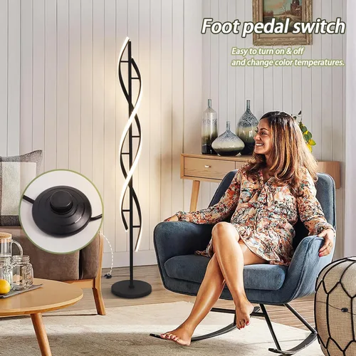 Miniatura 4 de ADISUN Lámpara de pie LED de 40 W, lámpara de pie alta en espiral con control remoto e interruptor de pie, regulable, cambio de color, moderna luz