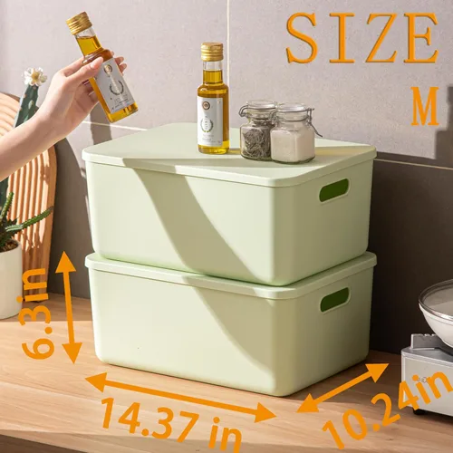 Miniatura 6 de Paquete de 4 contenedores grandes de plástico blanco con tapas, caja de juguetes con asa, contenedores organizadores para bebé, guardería, estantes
