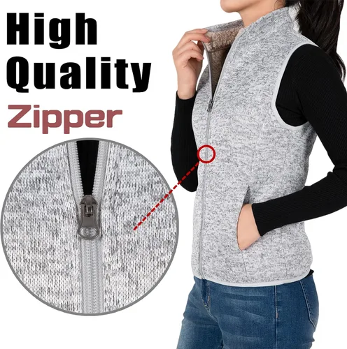 Miniatura 5 de Bonnorth Chaleco de forro polar con cremallera para mujer chaleco cálido con forro de sherpa y bolsillo