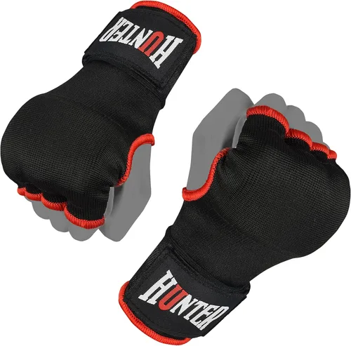 Miniatura 4 de HUNTER - Guantes interiores acolchados con gel y vendas de mano para boxeo, vendas elásticas de entrenamiento rápido para hombres y mujeres, Negro