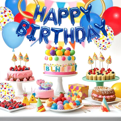 Miniatura 5 de Kit de arco de guirnalda de globos amarillos, azules y rojos, globos de látex metálicos de confeti para niños, globos de aluminio, globos de látex