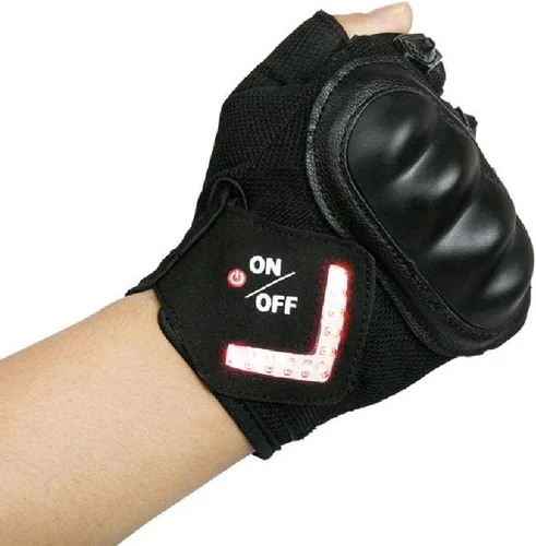 1 par inteligente LED luz de advertencia de señal de giro al aire libre guantes de montar bicicleta ciclismo traje medio dedo guantes adultos