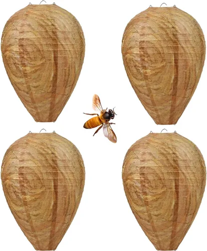Miniatura 7 de GWHOLE Paquete de 2 nidos de avispas falsas impermeables, para colgar avispones falsos, chaquetas amarillas, señuelos para jardín al aire libre