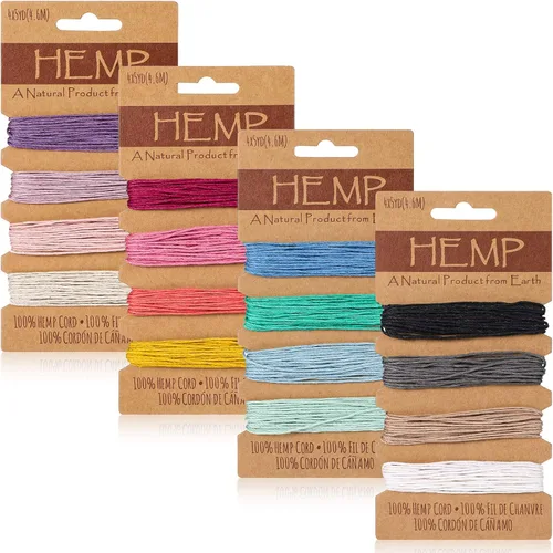 Shappy Cordón de hilo de 16 colores para hacer joyas, cuerda de lino multicolor, cuerda natural para pulseras hechas a mano, llaveros, accesorios de