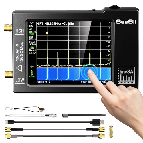 Analizador de espectro portátil TinySA, SEESII actualizado V0.3.1 analizador de frecuencia pequeño portátil de mano de 100kHz a 960MHz entrada