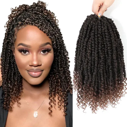 Miniatura 9 de Cabello de ganchillo Passion Twist, cabello Passion Twist pretrenzado, cabello Passion Twist de 10 pulgadas, trenzas de ganchillo cortas Passion