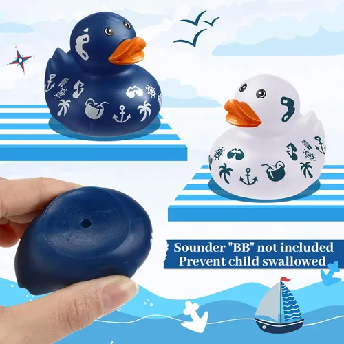 Miniatura 3 de Jerify 24 Piezas Patos de Crucero de 2 Pulgadas para Ocultar Mini Patos de Goma de Barco de Crucero Azules y Blancos Juguetes de Baño a Granel