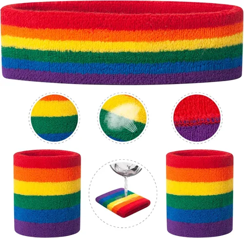 Miniatura 165 de ONUPGO - Conjunto de diadema y muñequeras deportivas para el sudor, hechas de algodón con bucles, muñequeras, contra humedad