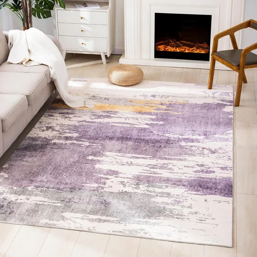 Miniatura 19 de Carvapet 9x12 Alfombras grandes para sala de estar y dormitorio, alfombra moderna lavable azul de pelo bajo con respaldo de goma, plegable, alfombra