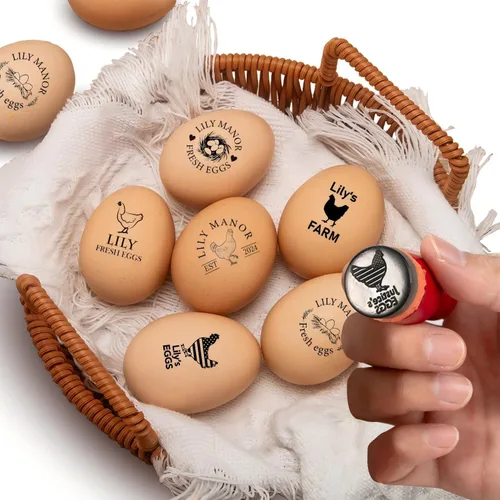 Sellos de huevos personalizados para huevos frescos, sello de pollo de goma pertsonalizado con tu propio diseño, marcado para huevos frescos de