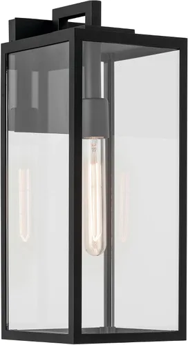 Miniatura 11 de Kichler Branner 59111BKT - Lámpara de pared tradicional para exteriores, con textura negra, de lujo, con cristal transparente, para puertas
