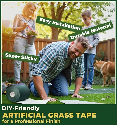 Miniatura 5 de Cinta autoadhesiva de césped artificial de 6 x 49 pies para interior y exterior, alfombra de césped falsa Astro, cinta adhesiva resistente a