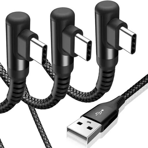 Miniatura 16 de sweguard Cable de carga USB tipo C en ángulo recto [2 unidades, 20 pies] 3.1A cable trenzado de nailon para iPhone 17, 16, 15 Pro Max Plus, iPhone
