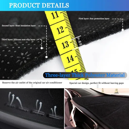 Miniatura 5 de Cubierta de salpicadero para salpicadero, tapete personalizado para Jeep Grand Cherokee 2011-2021 (no para Jeep Cherokee y Grand Cherokee L), Negro