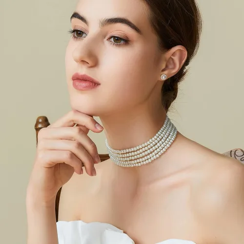 Miniatura 2 de BABEYOND - Collar de gargantilla de perlas de imitación redondo, collar estilo años 20, accesorios para fiesta temática Gatsby