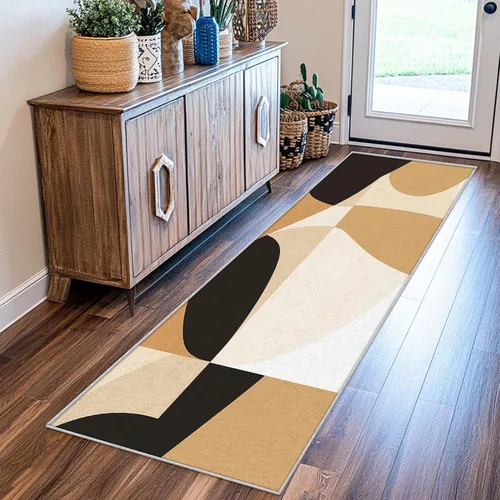 Miniatura 2 de Geometric Runner Rug 2x4 Small - Hallway Runner Rug Retro Mid Century Modern Abstract Pattern, Non Slip, Washable, Geometric Home Decor Carpet for
