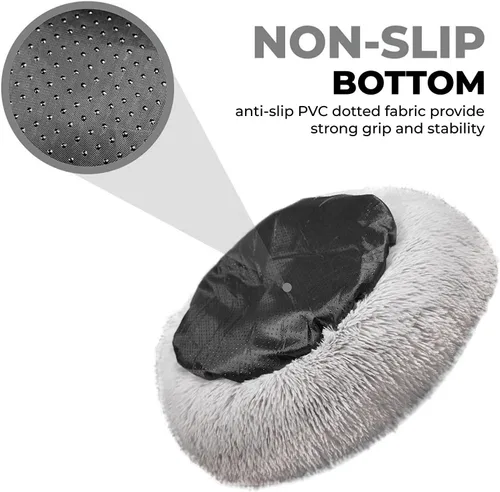 Miniatura 4 de Whiskers & Friends Camas para gatos de interior, cama mullida y calmante para gatos con forma de dona, cama para perros pequeños lavable, camas Gris
