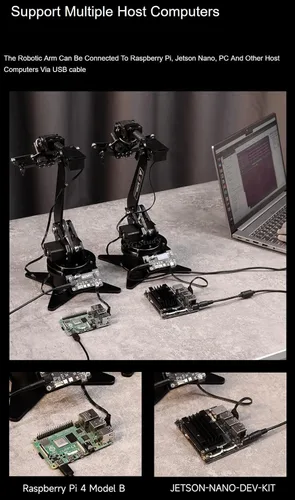 Miniatura 7 de Kit de brazo robótico de escritorio servo de bus serie de alto par para Raspberry Pi y Jetson Nano Wireless Control basado en ESP32 5-DOF soporta